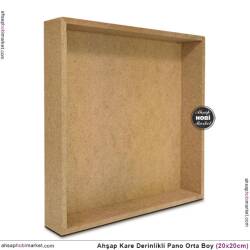 Ham Ahşap Derin Kare Pano (20x20 cm) Küçük 3 Boyutlu - 3