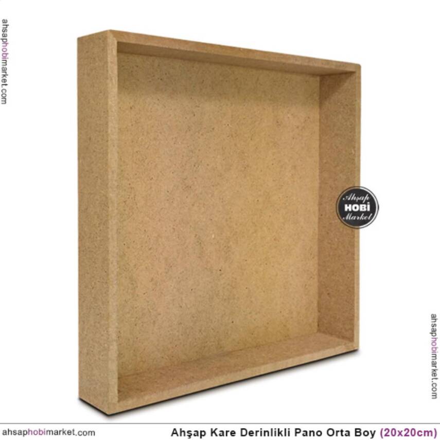 Ham Ahşap Derin Kare Pano (20x20 cm) Küçük 3 Boyutlu - 3