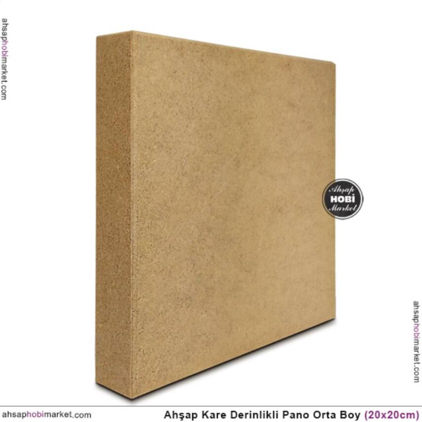 Ham Ahşap Derin Kare Pano (20x20 cm) Küçük 3 Boyutlu - 1