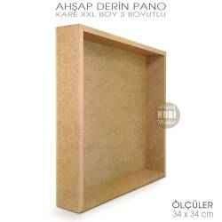 Ham Ahşap Derin Kare Pano (34x34 cm) XXL 3 Boyutlu - Tual Hobi Sanat (1)