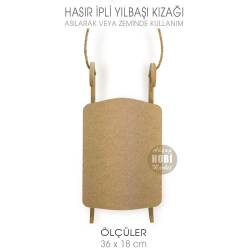 Hasır İpli Dekoratif Kızak (36x18 cm) Ham Ahşap - Tual Hobi Craft İst