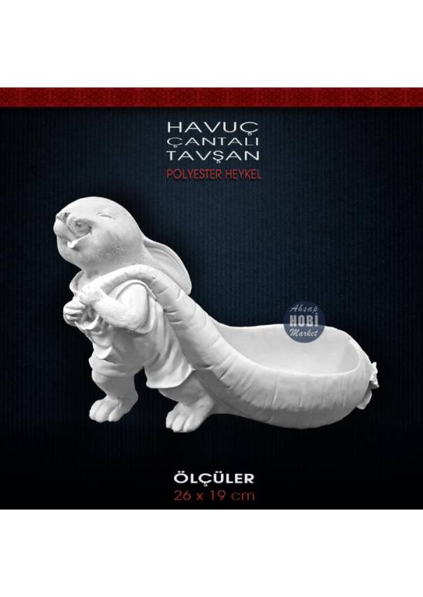 Havuç Çantalı Tavşan Biblo (26x19cm) Ham Polyester - 1