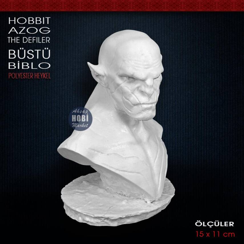 Hobbit Lord Azog The Defiler Büstü (15x11 cm) Ham Polyester - 2