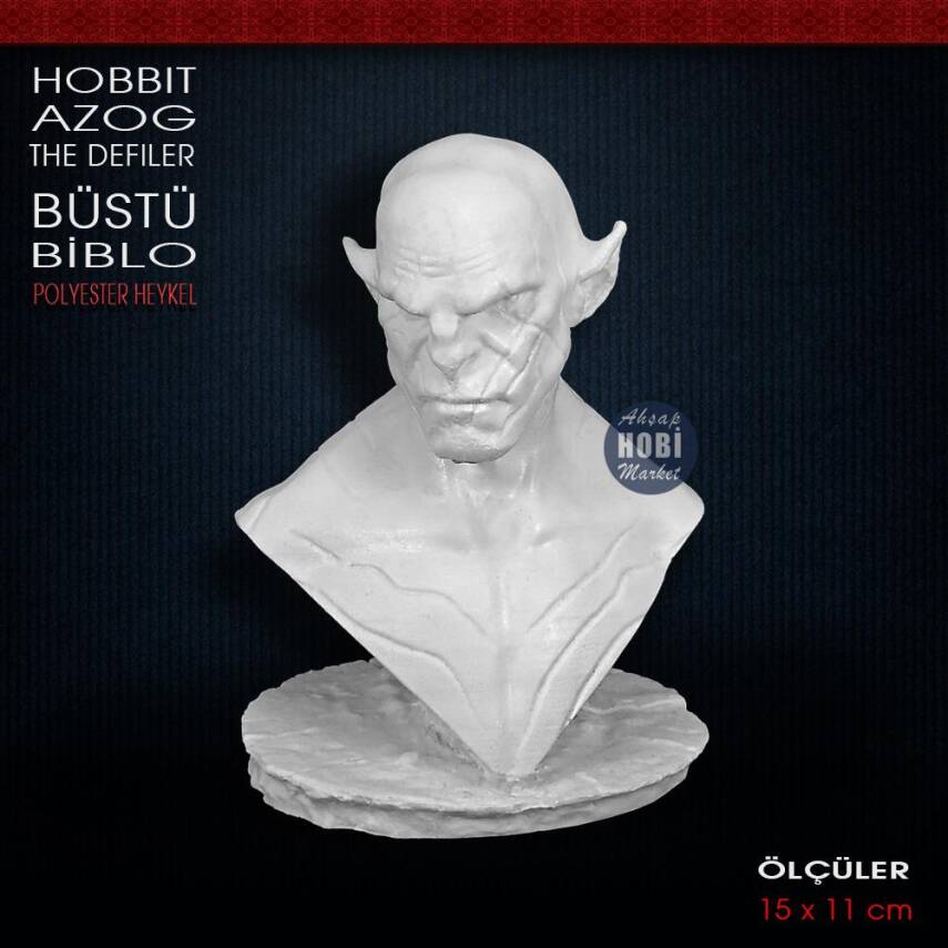Hobbit Lord Azog The Defiler Büstü (15x11 cm) Ham Polyester - 1