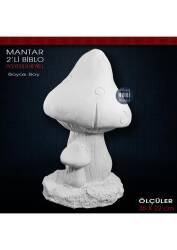 İkili Mantar Heykeli Büyük Boy (35x22 cm) Ham Polyester - Tual Hobi Sanat