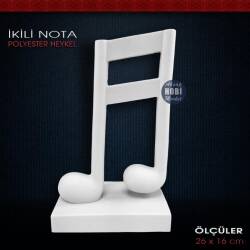 İkili Nota Müzik Biblo Heykeli (26x16 cm) Ham Polyester - Tual Hobi Sanat