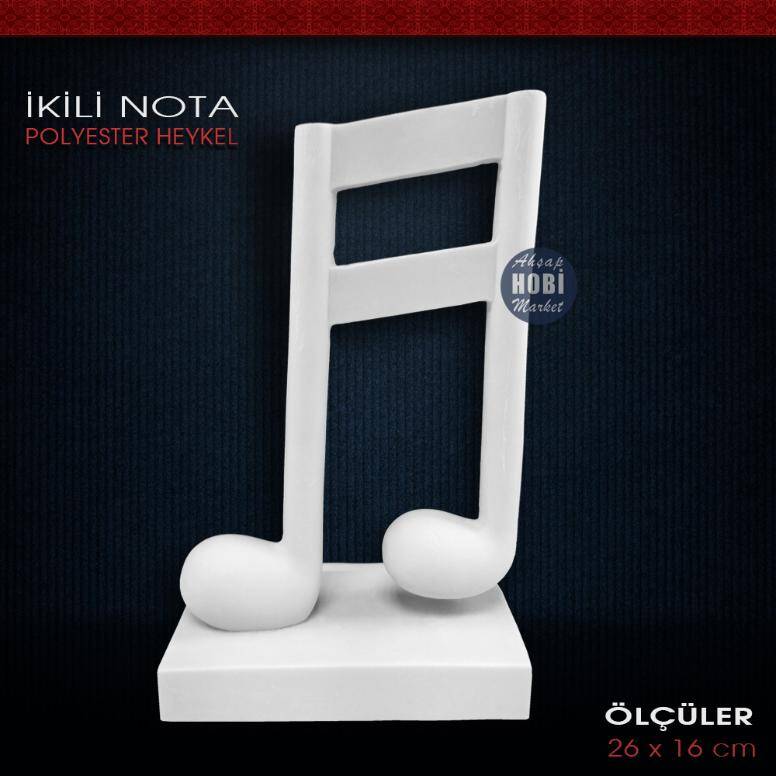 İkili Nota Müzik Biblo Heykeli (26x16 cm) Ham Polyester - 1