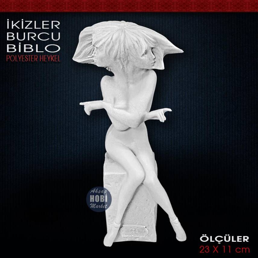 İkizler Burcu Biblo Heykeli (23x11 cm) Ham Polyester - 1