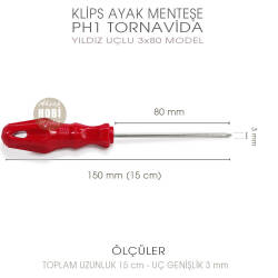 İnce Uçlu Yıldız Tornavida PH1 (15 cm) Klips Menteşe Ayak Montajı - Tual Hobi Sanat (1)