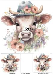 İnek Desenli Pirinç Dekopaj Model : 5934 - Line Art