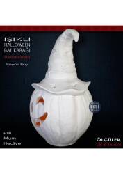 Işıklı Bal Kabağı Biblo Heykeli (28x16 cm) Ham Polyester Halloween - Tual Hobi Sanat (1)