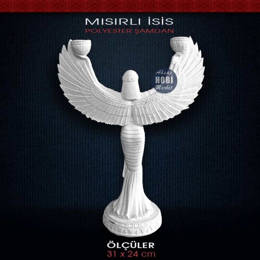 İsis Mumluk Heykel Biblo Şamdan (31x24cm) Ham Polyester - 2