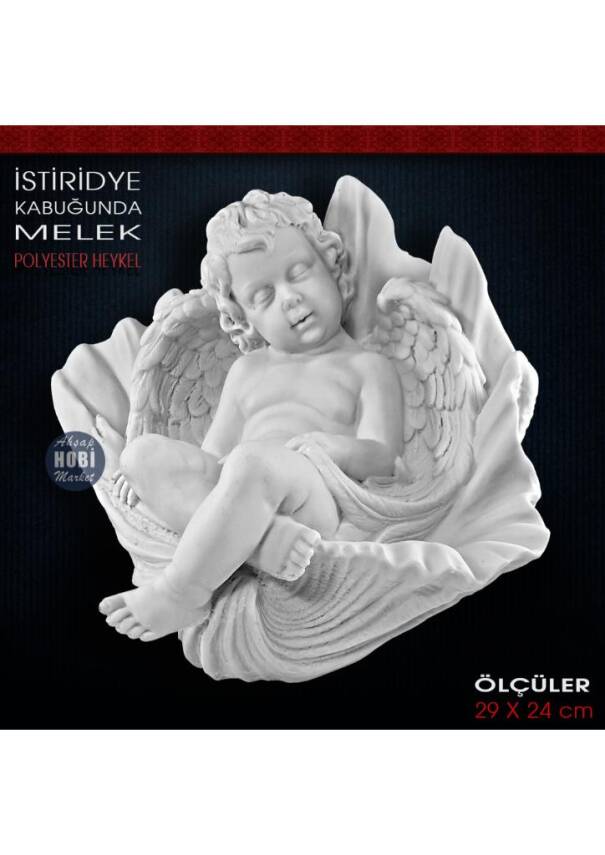 İstiridye Kabuğunda Uyuyan Melek (29x24 cm) Ham Polyester - 1