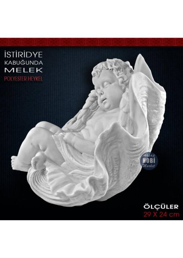 İstiridye Kabuğunda Uyuyan Melek (29x24 cm) Ham Polyester - 2