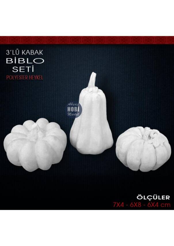 Kabak Biblolar Seti Küçük Boy (3 Parça) Ham Polyester - 1