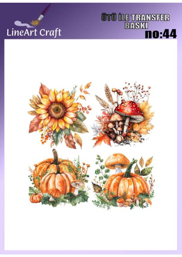 Kabak ve Mantar Desenli Kumaş Transfer Kağıdı LNT-K044 (20x20 cm) - 1