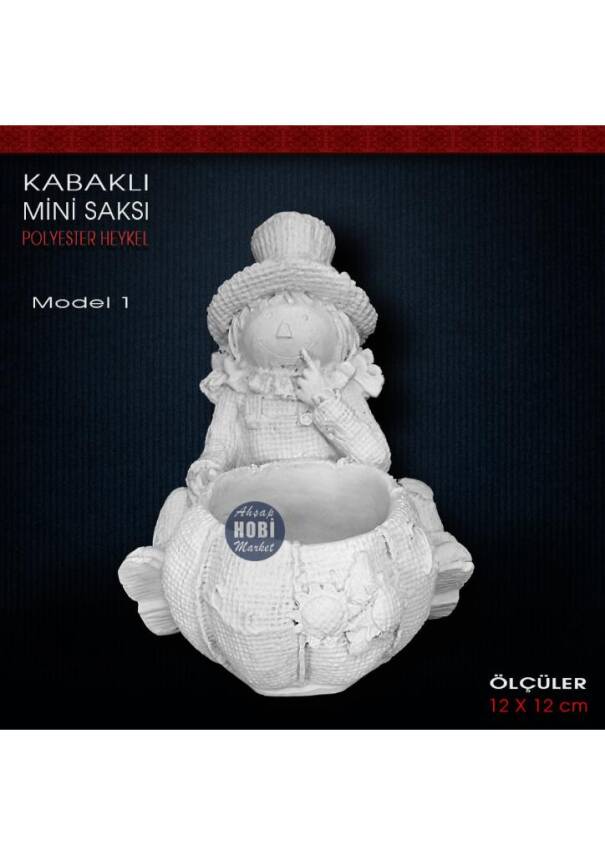 Kabaklı Mumluk Skulent Saksi Model 2 (12x12 cm) Ham Polyester - 1