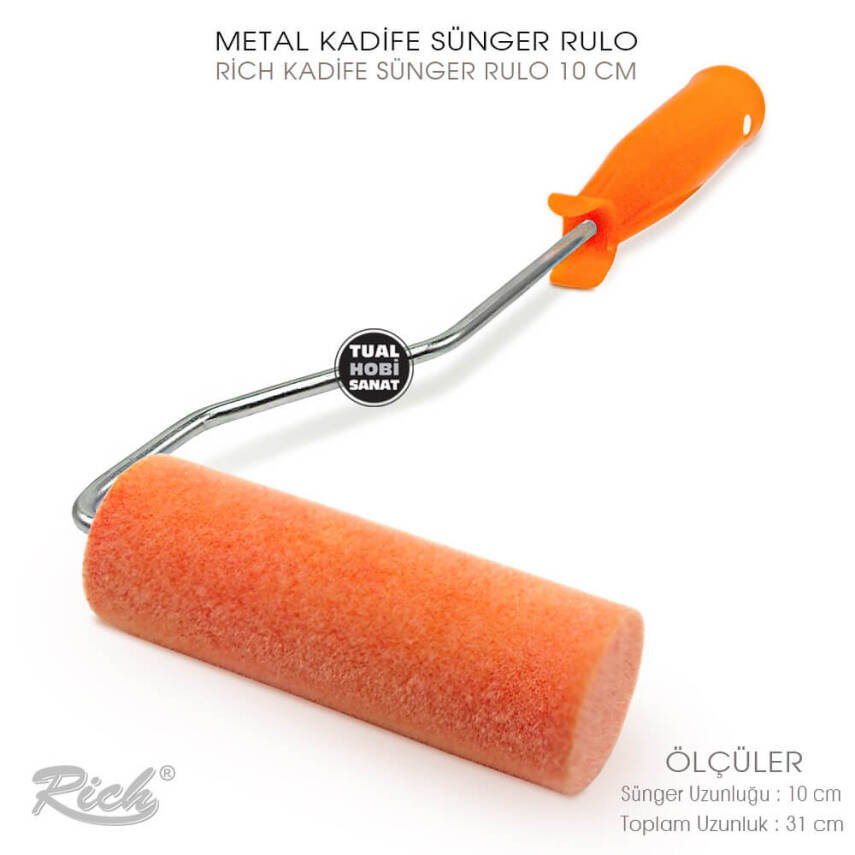 Kadife Rulo Sünger Boyama Fırçası Rich 10 cm - 1