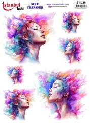 Kadın Desenli Sulu Transfer Kağıdı STI-226 - Tual Hobi Craft Ist