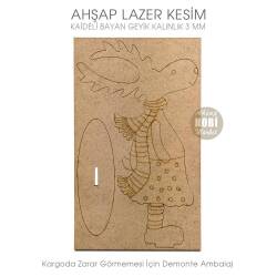 Kadın Geyik Yılbaşı Süsü (18x13 cm) Ahşap Lazer Kesim - Tual Hobi Craft İst (1)