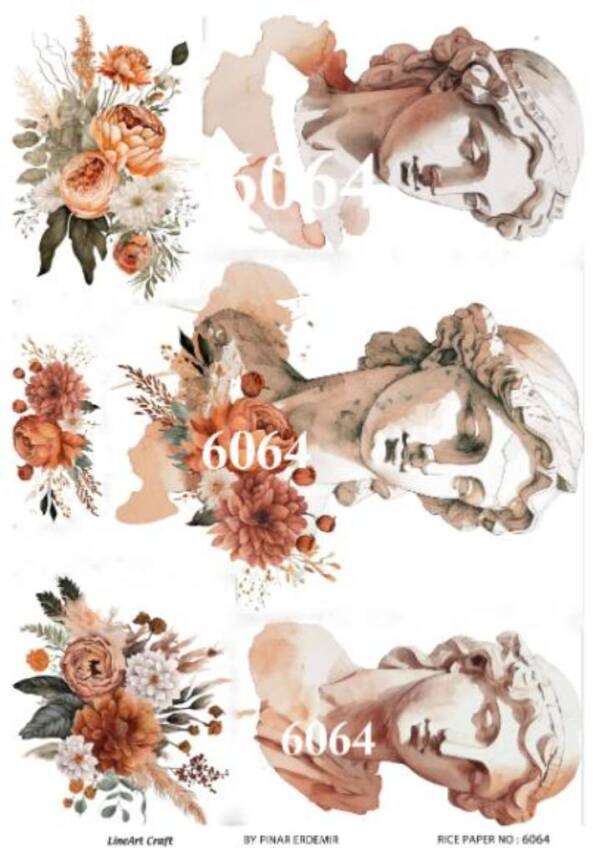 Kadın ve Çiçek Desenli Pirinç Dekopaj Model : 6064 - 1