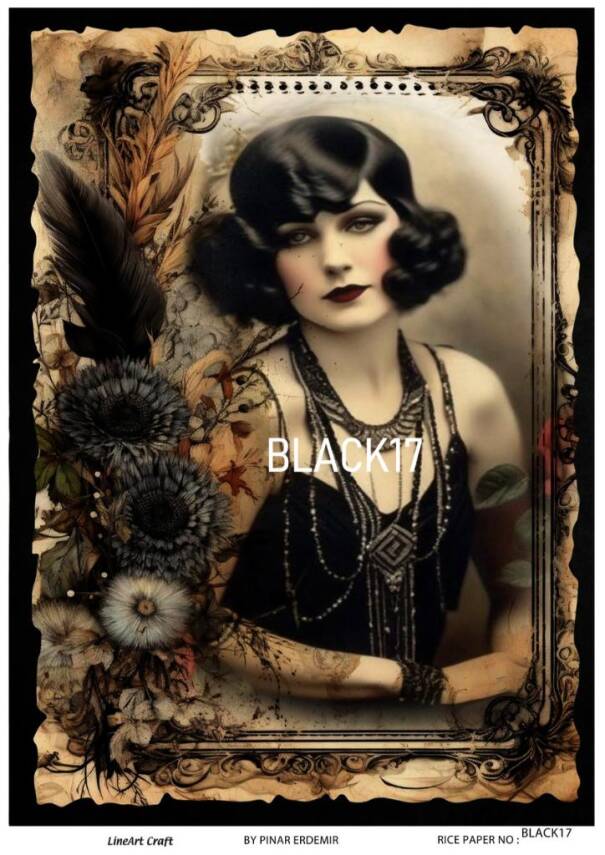 Kadın ve Çiçek Desenli Pirinç Dekopaj Model : BLACK17 - 1