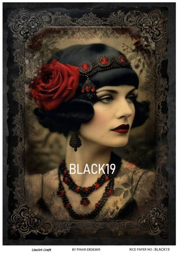 Kadın ve Çiçek Desenli Pirinç Dekopaj Model : BLACK19 - 1