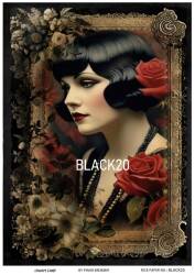 Kadın ve Çiçek Desenli Pirinç Dekopaj Model : BLACK20 - Line Art