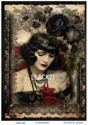 Kadın ve Çiçek Desenli Pirinç Dekopaj Model : BLACK21 - Line Art