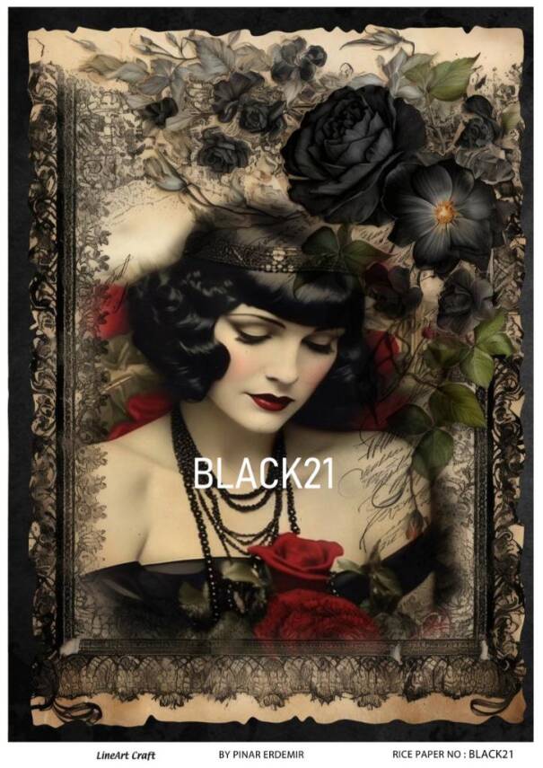 Kadın ve Çiçek Desenli Pirinç Dekopaj Model : BLACK21 - 1