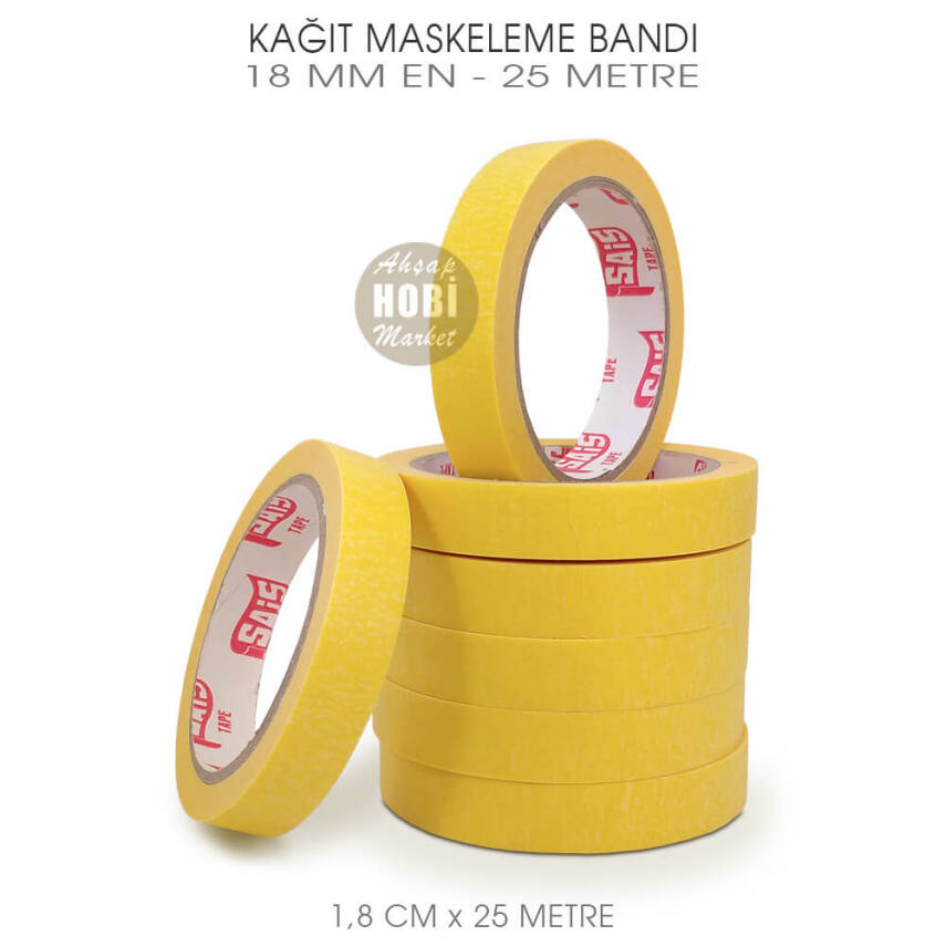Kağıt Maskeleme Bandı 18 mm - 25 Metre - 1