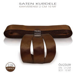 Kahverengi Saten Kurdele (Genişlik 2 cm) 10 Metre - Tual Hobi Sanat