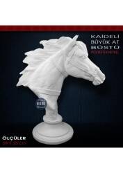 Kaideli Büyük At Başı Heykeli (39x35 cm) Ham Polyester - Tual Hobi Sanat