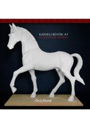 Kaideli Büyük At Heykeli (48x46 cm) Ham Polyester - Tual Hobi Sanat (1)