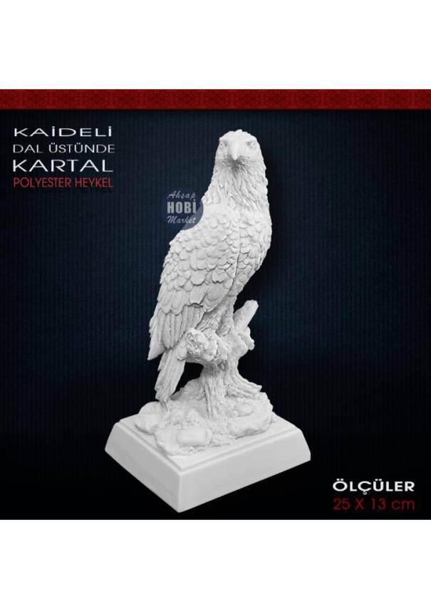 Kaideli Dal Üstünde Kartal Heykeli (25x13 cm) Ham Polyester - 1