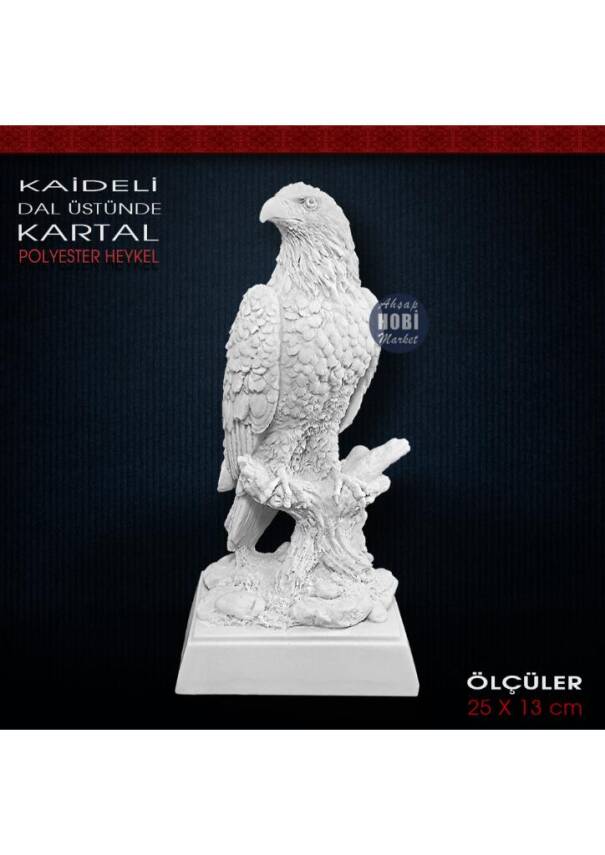 Kaideli Dal Üstünde Kartal Heykeli (25x13 cm) Ham Polyester - 2
