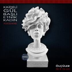 Kaideli Gül Başlı Etnik Kadın Biblo (30x16 cm) Ham Polyester - Tual Hobi Sanat