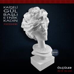 Kaideli Gül Başlı Etnik Kadın Biblo (30x16 cm) Ham Polyester - Tual Hobi Sanat (1)