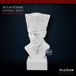 Kaideli Kalpaklı Atatürk Büstü Heykeli (21x12 cm) Ham Polyester HB116 - Tual Hobi Sanat