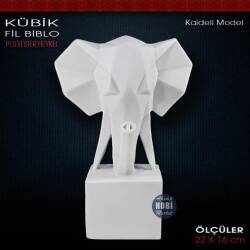 Kaideli Kübik Fil Biblo Heykeli (22x16 cm) Ham Polyester - Tual Hobi Sanat