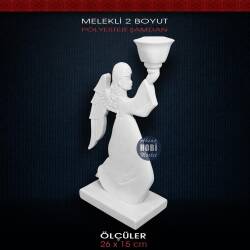 Kaideli Melek Şamdan Mumluk (26x15cm) - Tual Hobi Sanat