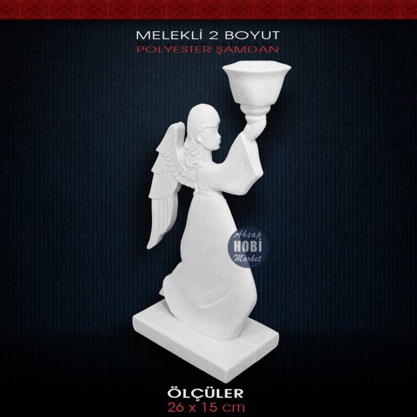 Kaideli Melek Şamdan Mumluk (26x15cm) - 1