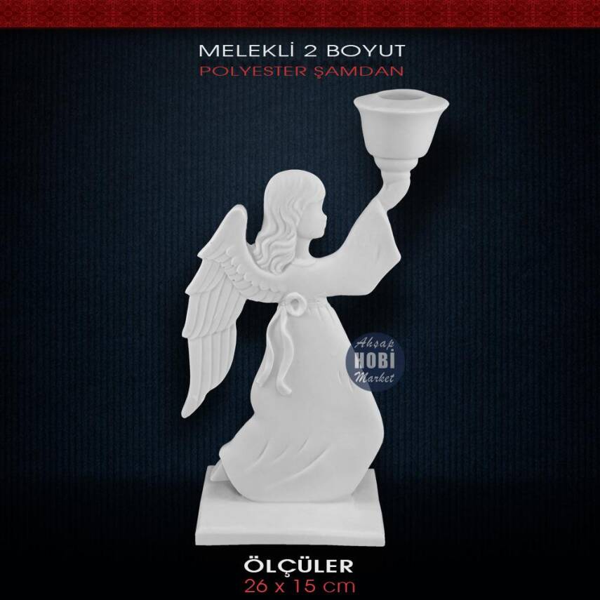 Kaideli Melek Şamdan Mumluk (26x15cm) - 2