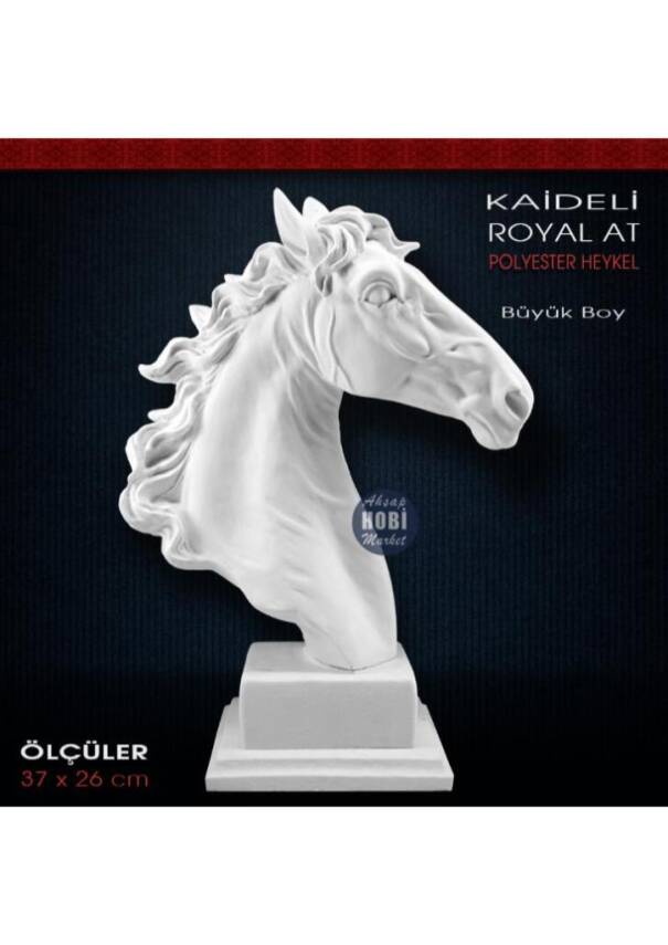 Kaideli Royal At Heykeli Büyük (37x26 cm) Ham Polyester - 1