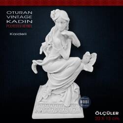 Kaideli Vintage Çiçekli Kadın Biblo (20x13 cm) Ham Polyester - Tual Hobi Sanat