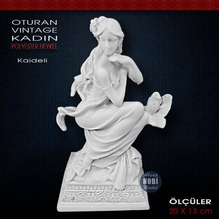 Kaideli Vintage Çiçekli Kadın Biblo (20x13 cm) Ham Polyester - 1