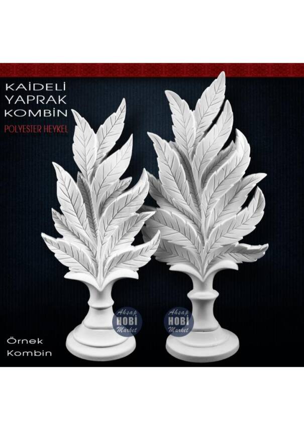 Kaideli Yaprak Heykeli Uzun Boy (45x22 cm) Ham Polyester - 2