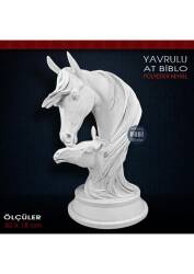 Kaideli Yavrulu At Heykeli (30x18 cm) Ham Polyester - Tual Hobi Sanat