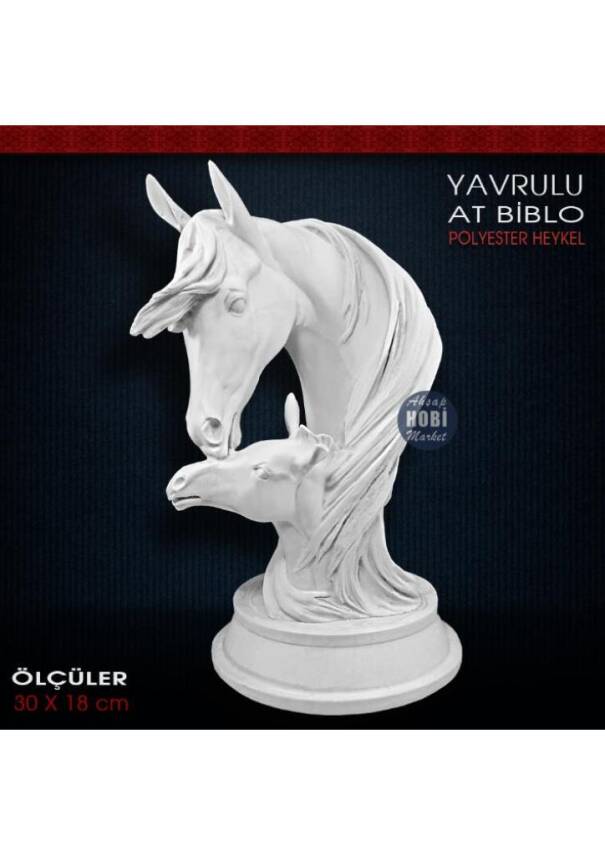 Kaideli Yavrulu At Heykeli (30x18 cm) Ham Polyester - 1