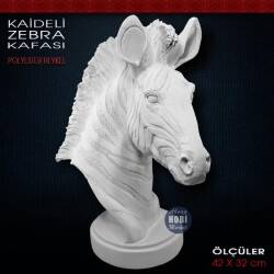 Kaideli Zebra Kafası Heykeli (42x32 cm) Ham Polyester - Tual Hobi Sanat (1)